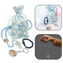 Kit Terço Infantil Crianças Anjo da Guarda Menino Azul Kit Terço Infantil Crianças Anjo da Guarda Menino Azul