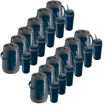 Kit Tereré 12 Garrafas Térmica Jarra Pavia 2,5L + 12 Copos Térmico 650ML Bomba Inox Unitermi Cores