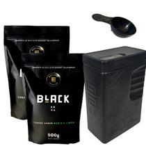 Kit Tereré 2 Ervas Mate Tereré Black Erva + Porta Erva Mate Black Erva 500g Pote Erva Mate Mateira
