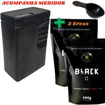 Kit Tereré 2 Ervas Mate Tereré Black Erva + Porta Erva Mate Black Erva 500g Pote Erva Mate Mateira
