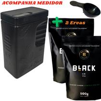 Kit Tereré 2 Ervas Mate Tereré Black Erva + Porta Erva Mate Black Erva 500g Pote Erva Mate Mateira