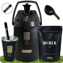 Kit Tereré Black Erva Garrafa 2,5L Cuia Erva Burrito