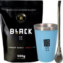 Kit Tereré Black Erva Mate 500g+ Copo Alumínio Térmico AZUL + Bomba Tradicional Inox Acompanha Scoop Kit Tereré Black Erva Mate 500g+ Copo Alumínio Térmico AZUL + Bomba Tradicional Inox Acompanha Scoop