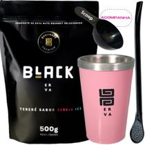 Kit Tereré Black Erva Mate 500g + Copo Alumínio Térmico ROSA + Bomba Clássica Preta-Acompanha Scoop Kit Tereré Black Erva Mate 500g + Copo Alumínio Térmico ROSA + Bomba Clássica Preta-Acompanha Scoop