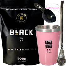 Kit Tereré Black Erva Mate 500g+ Copo Alumínio Térmico ROSA + Bomba Tradicional Inox Acompanha Scoop Kit Tereré Black Erva Mate 500g+ Copo Alumínio Térmico ROSA + Bomba Tradicional Inox Acompanha Scoop