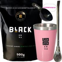 Kit Tereré Black Erva Mate 500g+ Copo Alumínio Térmico ROSA + Bomba Tradicional Inox Acompanha Scoop Kit Tereré Black Erva Mate 500g+ Copo Alumínio Térmico ROSA + Bomba Tradicional Inox Acompanha Scoop