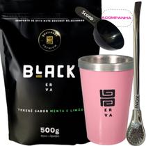Kit Tereré Black Erva Mate 500g+ Copo Alumínio Térmico ROSA + Bomba Tradicional Inox Acompanha Scoop Kit Tereré Black Erva Mate 500g+ Copo Alumínio Térmico ROSA + Bomba Tradicional Inox Acompanha Scoop