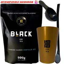 Kit Tereré Black Erva Mate 500g Copo Caldereta Dourado Bomba Clássica Preta Escolha o sabor