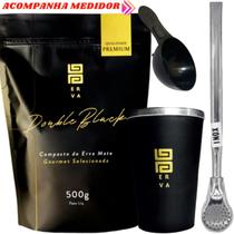 Kit Tereré Black Erva Mate 500g + Copo de Alumínio Térmico + Bomba Inox + Acompanha colher medidora