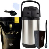 Kit Tereré Black Erva Mate 500g Garrafa Térmica 2,5L Copo Acrílico 270ML e Bomba de Ferro