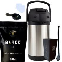 Kit Tereré Black Erva Mate 500g Garrafa Térmica 2,5L Copo Acrílico 270ML e Bomba de Ferro