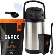 Kit Tereré Black Erva Mate 500g Garrafa Térmica 2,5L Copo Acrílico 270ML e Bomba de Ferro