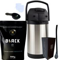 Kit Tereré Black Erva Mate 500g Garrafa Térmica 2,5L Copo Acrílico 270ML e Bomba de Ferro Kit Tereré Black Erva Mate 500g Garrafa Térmica 2,5L Copo Acrílico 270ML e Bomba de Ferro