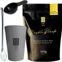 Kit Tereré Black Erva Mate Copo Caldereta Cinza de Acrílico Bomba Clássica Cromada Kit Tereré Black Erva Mate Copo Caldereta Cinza de Acrílico Bomba Clássica Cromada