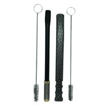 Kit tereré bomba v8 craquelado inox de tela + bomba de mola inox preto 19cm com rosca desmontável + escova higiênica