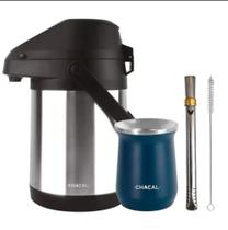 Kit Terere Chacal Bomba Cuia Garrafa Térmica Inox Azul