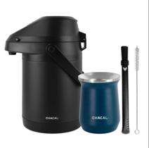 Kit Terere Chacal Bomba Cuia Garrafa Térmica Preta Azul Kit Terere Chacal Bomba Cuia Garrafa Térmica Preta Azul