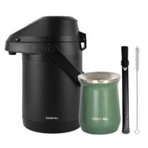 Kit Terere Chacal Bomba Cuia Garrafa Térmica Preta Verde Kit Terere Chacal Bomba Cuia Garrafa Térmica Preta Verde
