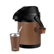 Kit Terere Chacal Garrafa 2,5L Cuia 200ml Bomba Inox Marrom - Lançamento