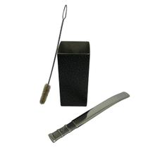 Kit tereré copo aço inox 250ml craquelado quadrado + bomba clássica 18cm + escova higiênica perfeita para o dia a dia Kit tereré copo aço inox 250ml craquelado quadrado + bomba clássica 18cm + escova higiênica perfeita para o dia a dia