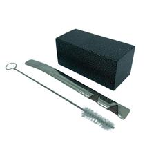 Kit tereré copo aço inox 250ml craquelado quadrado + bomba inox v6 18,7cm prata + escova higiênica Kit tereré copo aço inox 250ml craquelado quadrado + bomba inox v6 18,7cm prata + escova higiênica