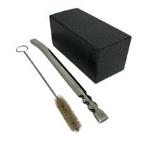 Kit tereré copo aço inox 250ml craquelado quadrado + bomba inox v8 19cm rose + escova higiênica Kit tereré copo aço inox 250ml craquelado quadrado + bomba inox v8 19cm rose + escova higiênica