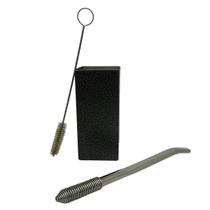 Kit tereré copo aço inox 250ml craquelado quadrado + bomba mola sem rosca desmontável prata + escova de higienização Kit tereré copo aço inox 250ml craquelado quadrado + bomba mola sem rosca desmontável prata + escova de higienização