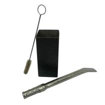 Kit tereré copo aço inox 250ml craquelado quadrado + bomba v12 20cm prata + escova higiênica Kit tereré copo aço inox 250ml craquelado quadrado + bomba v12 20cm prata + escova higiênica