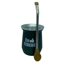 Kit tereré copo clássico parede dupla verde (Eu Curto Tereré) + bomba de bojo tradicional simples de ferro e plástico Kit tereré copo clássico parede dupla verde (Eu Curto Tereré) + bomba de bojo tradicional simples de ferro e plástico