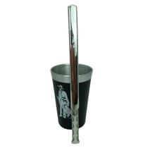 Kit tereré copo cuia redondo 200ml alumínio parede dupla + bomba inox nitro de tela fina 20cm prata + escova de limpeza Kit tereré copo cuia redondo 200ml alumínio parede dupla + bomba inox nitro de tela fina 20cm prata + escova de limpeza