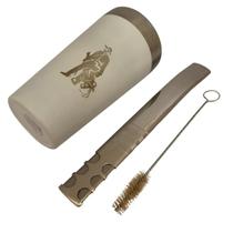 Kit tereré copo cuia térmico parede dupla de inox 500ml branco + bomba tela super premium luxo 24cm + escova
