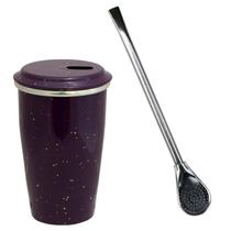 Kit Tereré: Copo Térmico e Bomba Metal Roxo - Gastrobel Kit Tereré: Copo Térmico e Bomba Metal Roxo - Gastrobel