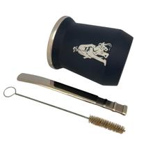 Kit tereré cuia copo redondo 350ml alumínio parede dupla azul + bomba clássica tela luxo 18cm prata + escova higiene Kit tereré cuia copo redondo 350ml alumínio parede dupla azul + bomba clássica tela luxo 18cm prata + escova higiene