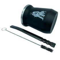 Kit tereré cuia copo redondo 350ml alumínio parede dupla preto + bomba V8 tela luxo 19cm craquelado + escova higiene Kit tereré cuia copo redondo 350ml alumínio parede dupla preto + bomba V8 tela luxo 19cm craquelado + escova higiene