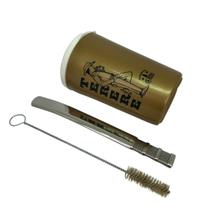 Kit tereré cuia copo térmico plástico 300ml dourado com tampa + bomba tela luxo 18cm prata não entope + escova