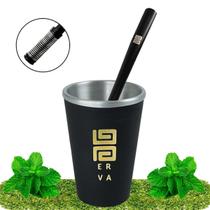 Kit Tereré Cuia Térmica Black Erva E Bomba Mola Externa