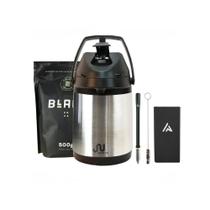 Kit Terere Garrafa inox 2,5L Conica Preto Quadrado Preto