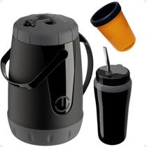 Kit Tereré Garrafa Jarra Pavia 2,5 Litros + Copo Térmico 650ML com Bomba Inox e Leve Porta Lata