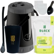 Kit Tereré Garrafa Lisa Black Erva Mate 500 G Copo Caldereta Acrílico Preto Bomba Preta Filtro Scoop Kit Tereré Garrafa Lisa Black Erva Mate 500 G Copo Caldereta Acrílico Preto Bomba Preta Filtro Scoop