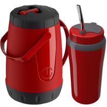 Kit Tererê Pávia Copo Térmico Bomba Garrafa Cuia Vermelho Kit Tererê Pávia Copo Térmico Bomba Garrafa Cuia Vermelho