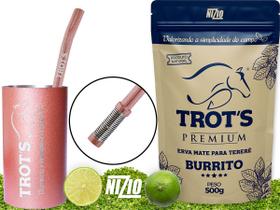 Kit Terere Rosa Copo Redondo Bomba Mola Regulável + Burrito