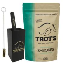 Kit tereré Trot's 1 Cuia Quadrada de Inox Preta 300ml 1 Bomba Larga V8 Preta de Inox Com tela 1 Erva 500g