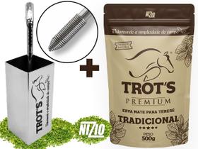 Kit Terere Trots Inox Cuia Copo Quadrado Bomba Mola Erva