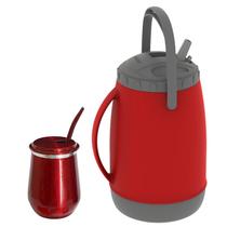 Kit Tereré Vino Garrafa Copo Térmico Bomba Vermelho Kit Tereré Vino Garrafa Copo Térmico Bomba Vermelho