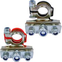Kit terminal conector polo de bateria 3 vias ligação elétrica sapão universal par polarizado Kit terminal conector polo de bateria 3 vias ligação elétrica sapão universal par polarizado
