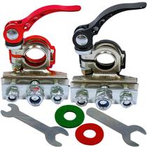 Kit terminal de bateria trava polo 3 vias com engate rápido conector kit sapão universal (par)