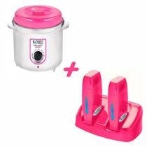 Kit Termocera 400g Rosa + Base Dupla + 2 Roll On Pink