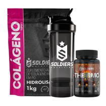 Kit: Termogênico + Colágeno 1kg + 1x Coqueteleira Pro - Soldiers Nutrition