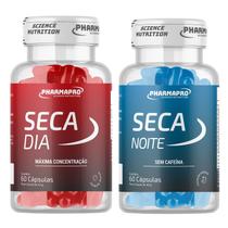 Kit Termogênico Seca Dia e Seca Noite Pharmapro Com e Sem Cafeína 60 Cápsulas Cada