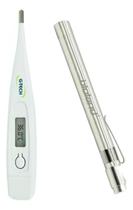 Kit Termometro Corporal + Lanterna Clinica Para Ver Garganta